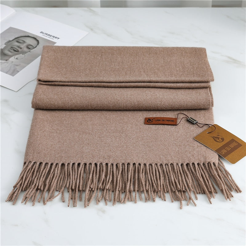 2022 Winter Cashmere Scarf Women Thick Warm Pashmina Shawls Wraps Solid Color Tassel Lady Blanket Echarpe Bufanda Hijab