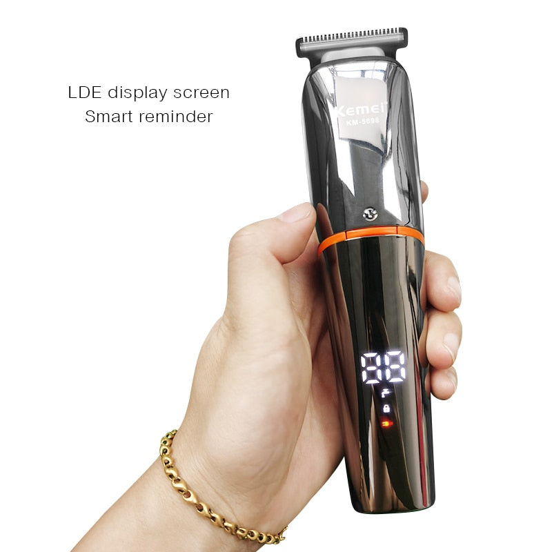 Cortadora de pelo eléctrica KEMEI, pantalla LED para hombres, cortadora de pelo profesional, máquina cortadora de barba recargable con carga USB