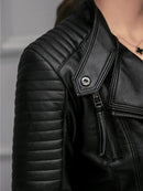 FTLZZ New Spring Autumn Women Faux Soft Leather Jackets Pu Black Blazer Zippers Coat Motorcycle Outerwear Biker Jacket
