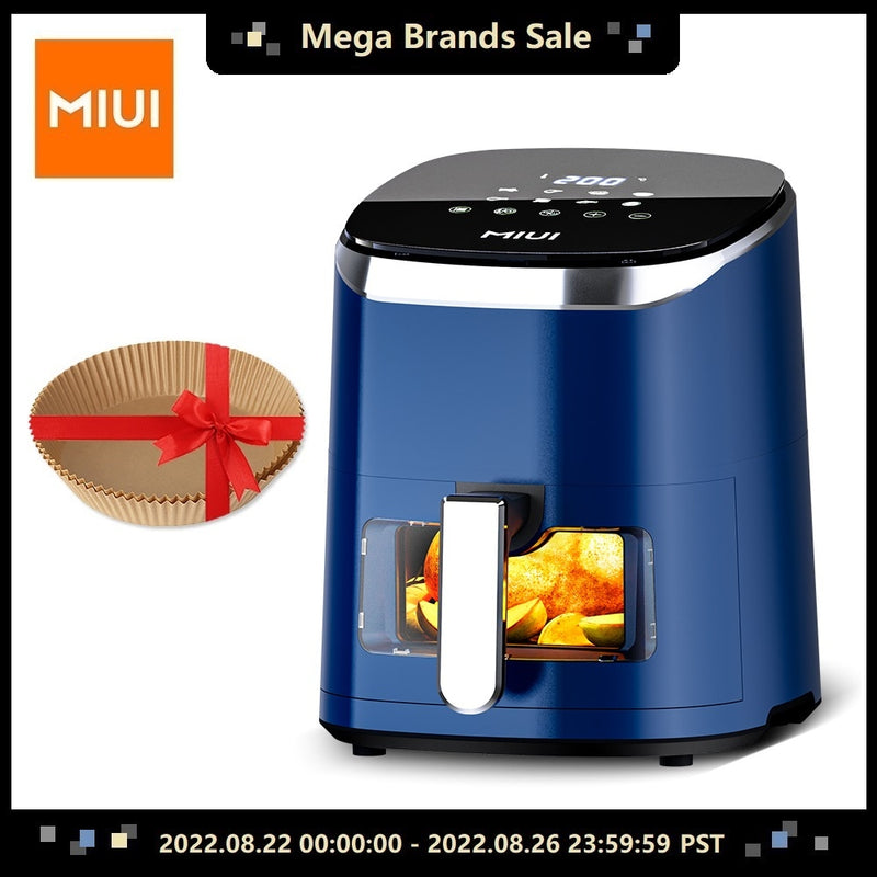 MIUI 4.5L/5L Air Fryer Without Oil Hot Air Electric Fryer with Viewable Window &amp; Touch Screen Home Square Deep Fryer Ocean Heart