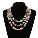 Hip Hop Iced Out Miami Zircon 15MM Bling Cuban Full Pave Strass Herren Halskette Silber Farbe Halsketten für Herren Schmuck