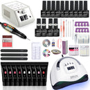 Juego de uñas Juego de manicura con 114W/120W/54W Lámpara de uñas LED 35000RPM Taladro de uñas 20/10 Color Poly Extension Nail Gel Set