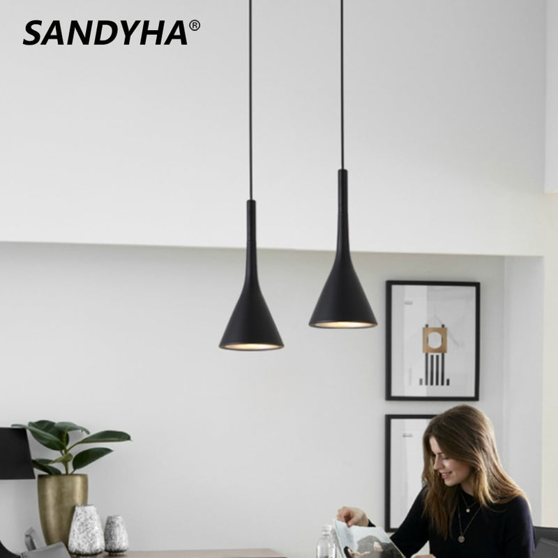 SANDYHA Nordic Modern Led Pendant Lights Aluminum E27 Bulb Hanging Lamp Kitchen Fixtures Bedroom Lighting Home Decor Chandelier