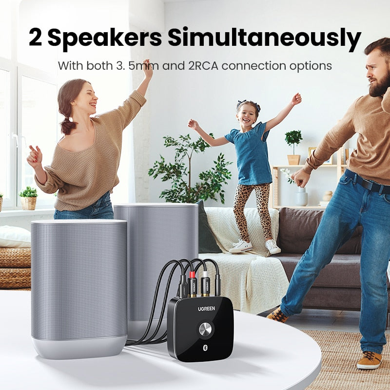 UGREEN Bluetooth RCA Empfänger 5.1 aptX HD 3,5 mm Klinke Aux Wireless Adapter Musik für TV Auto 2RCA Bluetooth 5.0 Audio Receiver