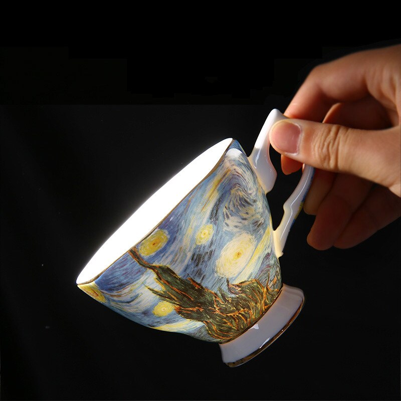 Las nuevas tazas de café con pintura artística de Van Gogh, los girasoles de la noche estrellada, el sembrador, lirios, tazas de té y café de Saint-Remy