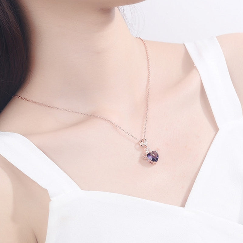 Rose Holder Eternal Love Necklace Set Romantic Rhombus Zircon Pendant With Immortal Valentines&