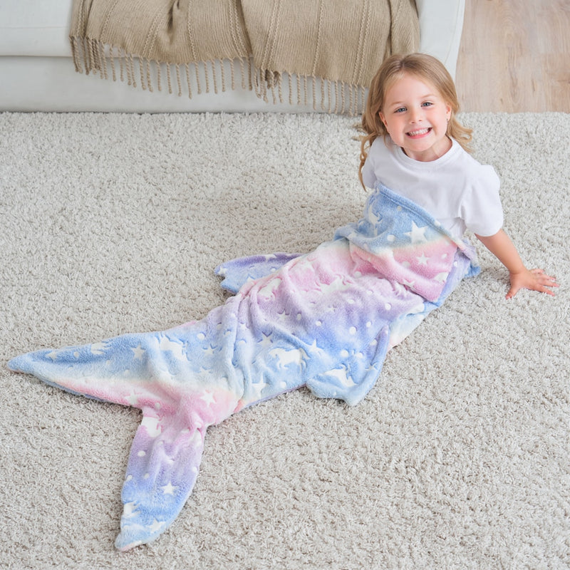 Nap Sleeping Bag Soft Fleece Shark Mermaid Tail Blanket Children Sleeping Sack Blanket Kids Mermaid Blanket Sleep Sack