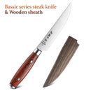 HEZHEN 5 Inches Steak Knife Cut Slice Meat Stainless Steel Rivet Sharp Pakka Wood Handle German DIN1.4116 Steel Kitchen Tool