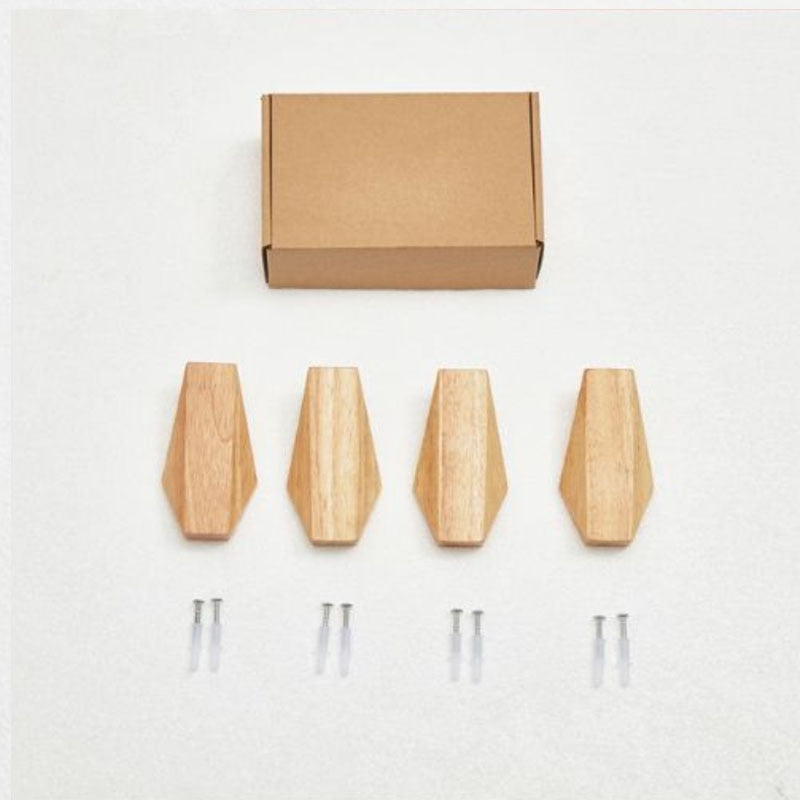 4pcs Minimalist Coat Hanger Single Hook Wooden Simple Japanese Style Wall Key Holder Bag Hat Scarf Decorative Wood Hooks