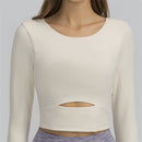 Nepoagym WIND Women Long Sleeve Cropped Top with Padded Bra Soft Yoga Top Comfortable Gym Workout Shirts