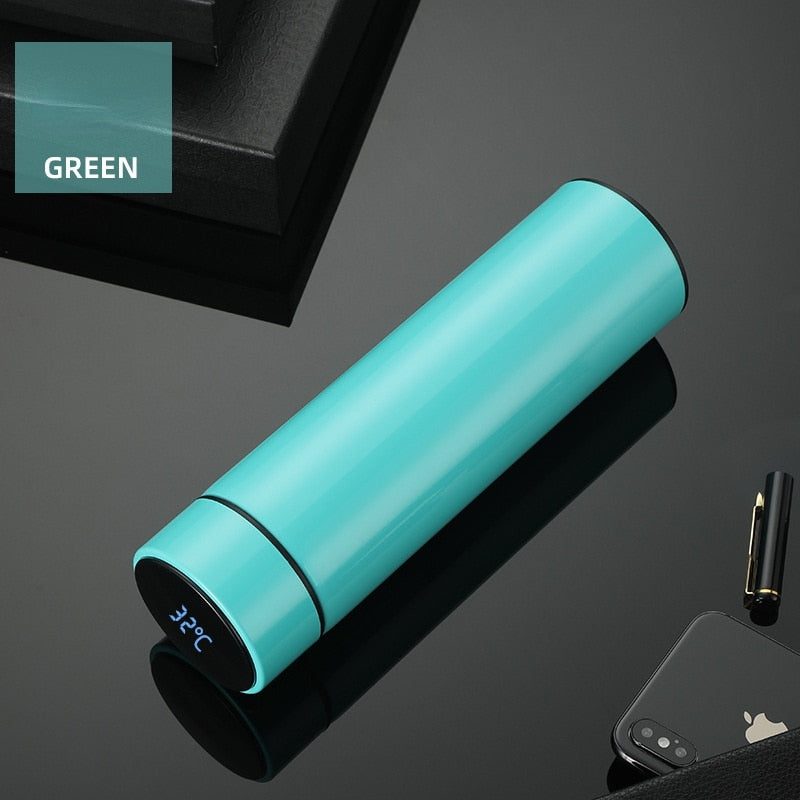 Termo LED inteligente creativo de 480ml con pantalla de temperatura, frascos de vacío, botella de agua de acero inoxidable, taza termo con logotipo personalizado