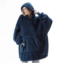 Oversized Hoodie Blanket With Sleeves Sweatshirt Plaid Winter Fleece Hoody Women Pocket Female Hooded Sweat Oversize Femme