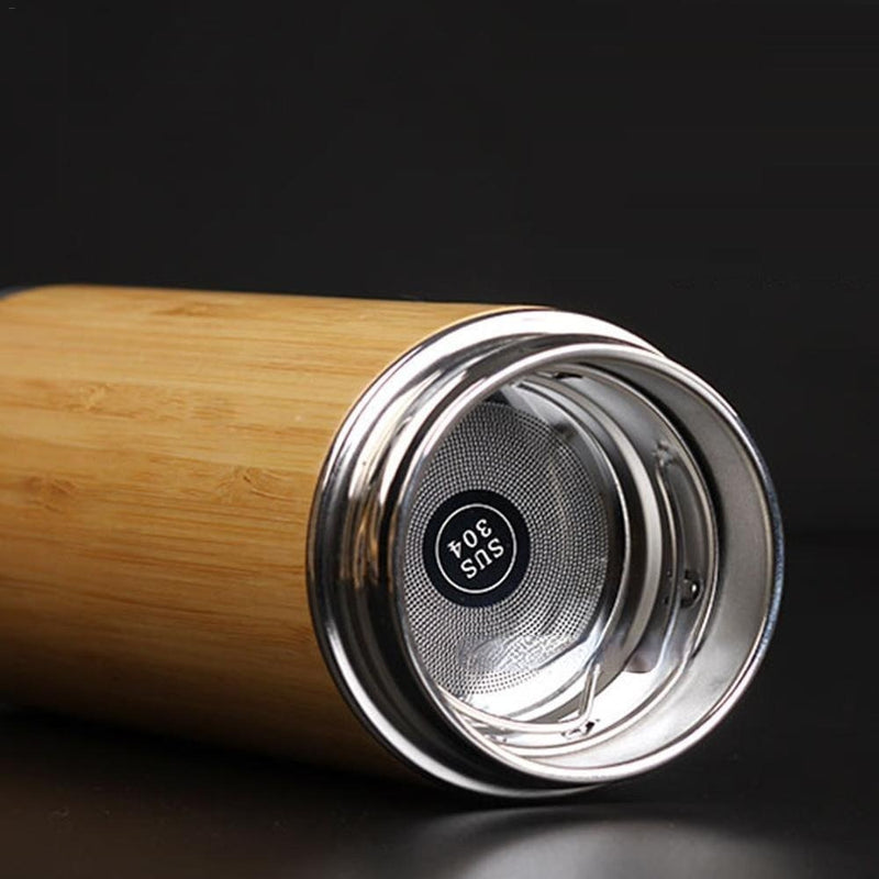 Natural Bamboo Thermos Cup Stainless Steel Bottle Vacuum Flasks Thermoses 12hours Tea Cup