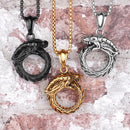 Ouroboros serpiente dragón hombres collares largos colgantes cadena Hip Hop para niño hombre Acero inoxidable joyería creatividad regalo al por mayor