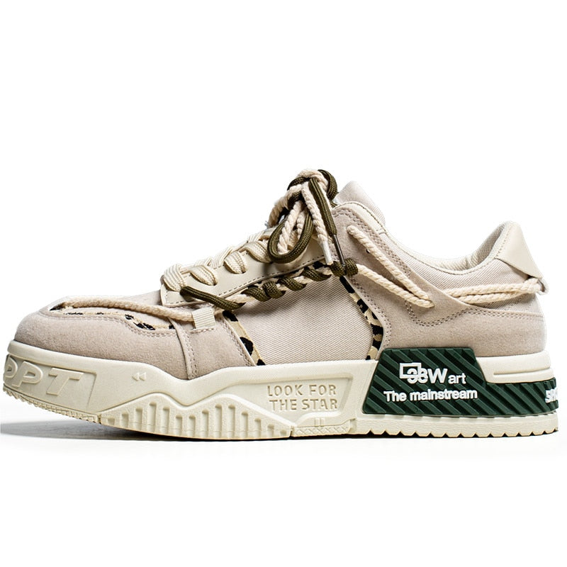 Men's Shoes Lightweight Breathable Casual Sports Shoes Men's Trend Versatile Flat Bottom Shoes Thick Sole White Shoes for Men