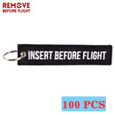 REMOVE BEFORE FLIGHT Wholesale Keychain for Motorcycles and Cars Key Chains Jewelry 100 PCS Aviation Gifts Embroidery Key Chain