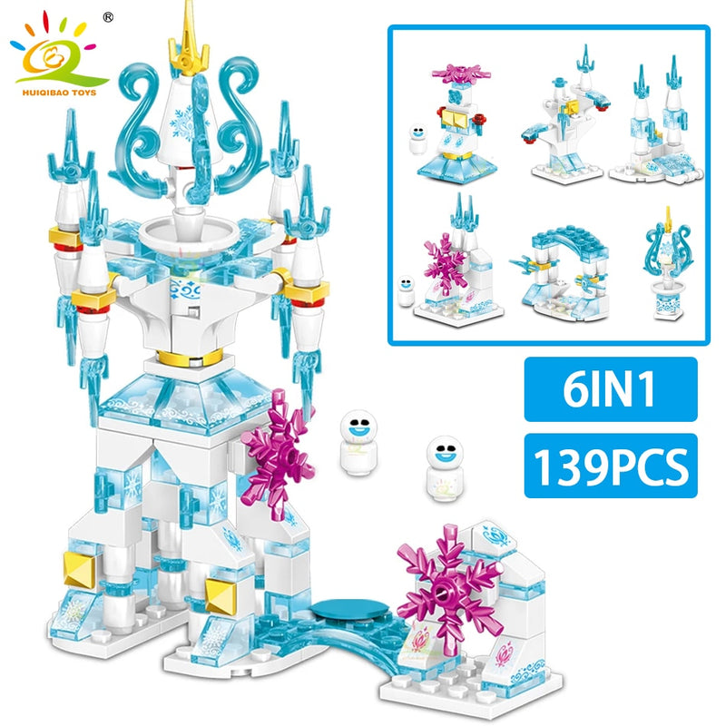 HUIQIBAO amigos Castillo de hielo princesa reina bloques de construcción conjunto de ladrillos modulares para niñas casa Palacio niños juguetes de construcción