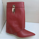 Ins Hot Spring Winter Great Quality Crocodile Print Upper Shoes Booty Knee High Pointy Toe Over-lay Side Zip Women Boots 43