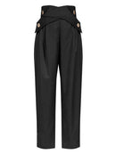 TWOTWINSTYLE, pantalones informales irregulares para mujer, pantalones rectos ajustados con botones de cintura alta para mujer, moda de otoño, novedad de 2020