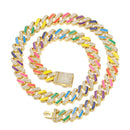 Hip Hop Iced Out Miami Zircon 15MM Bling Cuban Full Pave Rhinestone Men&