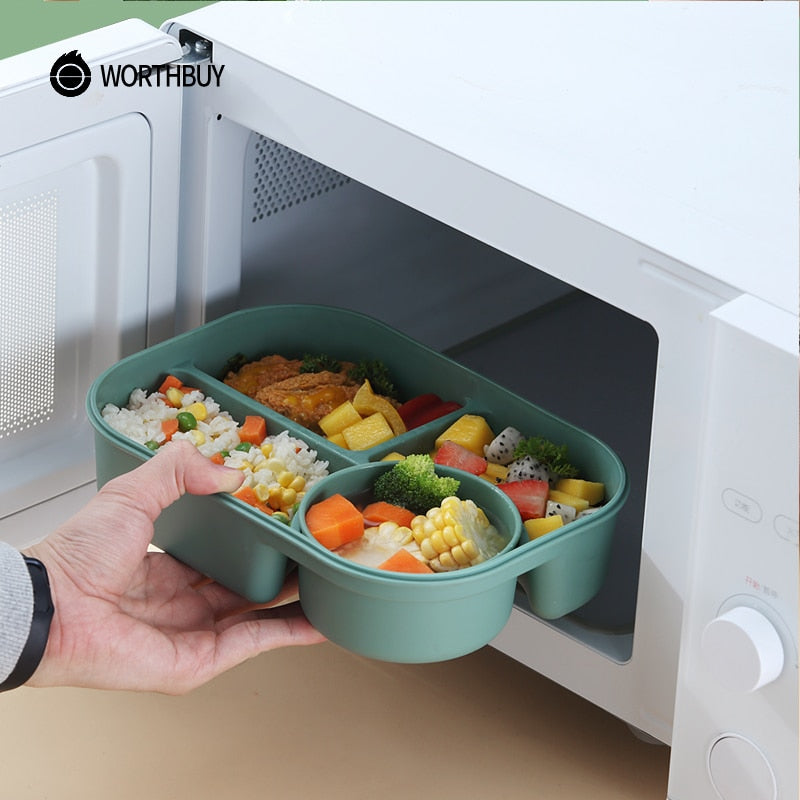 WORTHBUY Mikrowellen-Lunchbox für Kinder Schule Kunststoff-Lebensmittelbehälter Auslaufsichere Bento-Lunchbox mit Fach Lunchbehälter