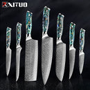XITUO Damascus Steel knife Set 1-5 PCS Kitchen Tools Chef Knife Japanese Santoku Knives Boning knife Exquisite Shell Handle New