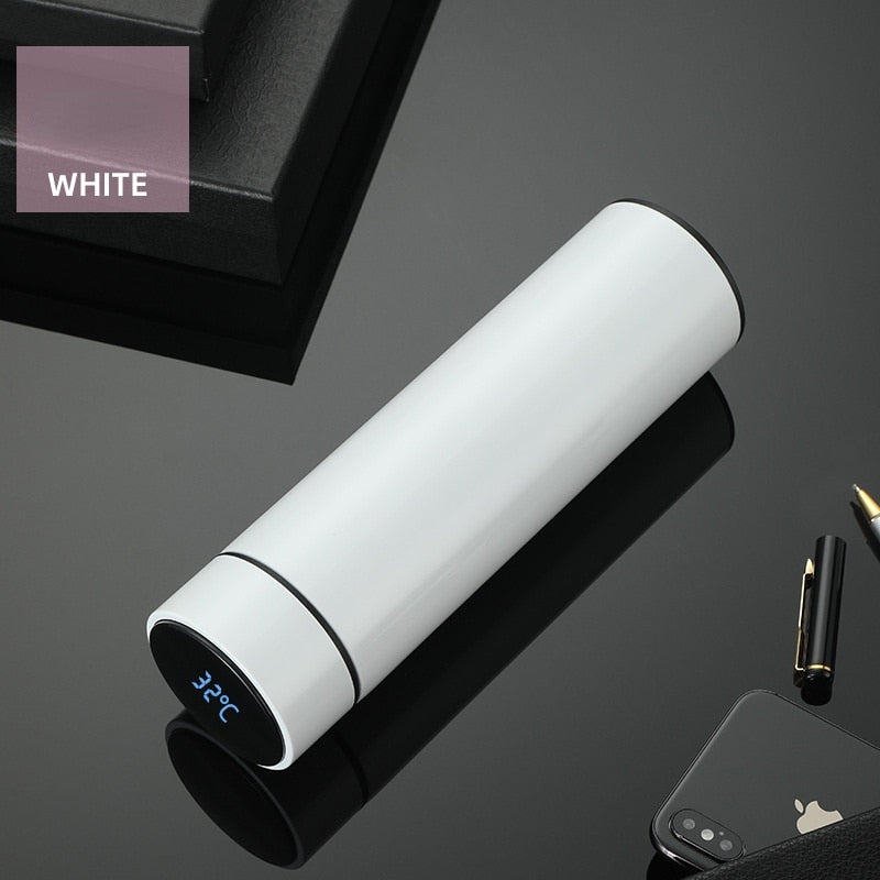 Termo LED inteligente creativo de 480ml con pantalla de temperatura, frascos de vacío, botella de agua de acero inoxidable, taza termo con logotipo personalizado