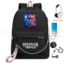 New Stranger Things backpack HELLFIRE Multifunction USB Charging Travel Canvas Student Backpack For Teens Boys Girls School Bag