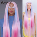 Noble Synthetic Lace Front Wigs For Women 38 Inch Straight Wig Lace Wig Ombre Blonde Lace Wigs Cosplay Straight Lace Front Wig