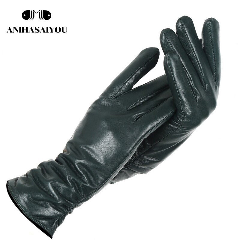 2019 fashion new products winter leather gloves short leather gloves women Wrist tightening design winter leather gloves women