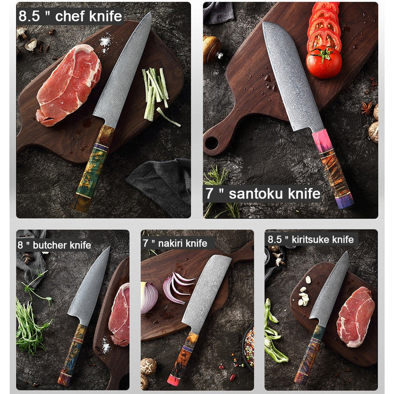 XITUO Chef's Nakiri cuchillo 67 capas japonés Damasco acero Damasco Chef cuchillo 8 pulgadas Damasco cuchillo de cocina madera solidificada HD