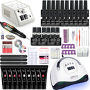 Juego de uñas Juego de manicura con 114W/120W/54W Lámpara de uñas LED 35000RPM Taladro de uñas 20/10 Color Poly Extension Nail Gel Set
