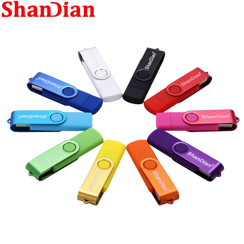 SHANDIAN Multifunction USB flash drive OTG High speed  USB drive 64GB 32GB Pen drive 3in1 Micro USB 2.0 Free TYPE-C adapter gift