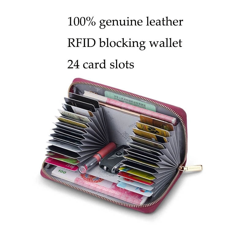 Lange Damen-Geldbörse mit Reißverschluss aus echtem Leder für Damen, RFID-Blockierung, Handtasche, Kreditkartenetui, Geldbörse, Geldbörse, Herren