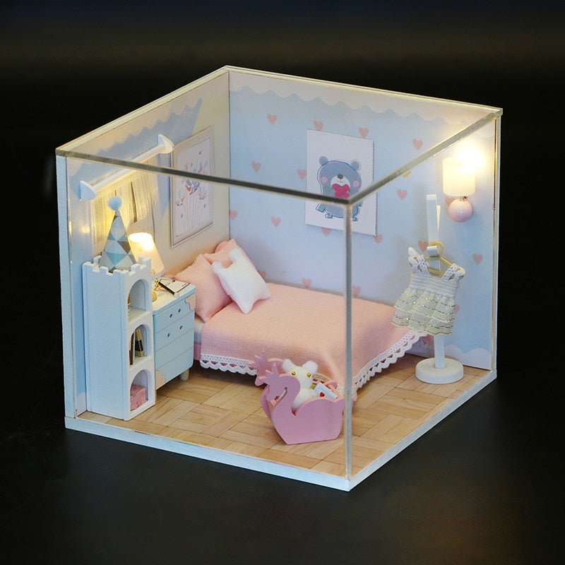 CuteBee Miniatur-Möbel für Puppenhaus-Zubehör, Mini-Haus, Spielzeughaus, DIY-Puppenhaus-Kit, Geschenk für Mädchen, Freunde, Kinder