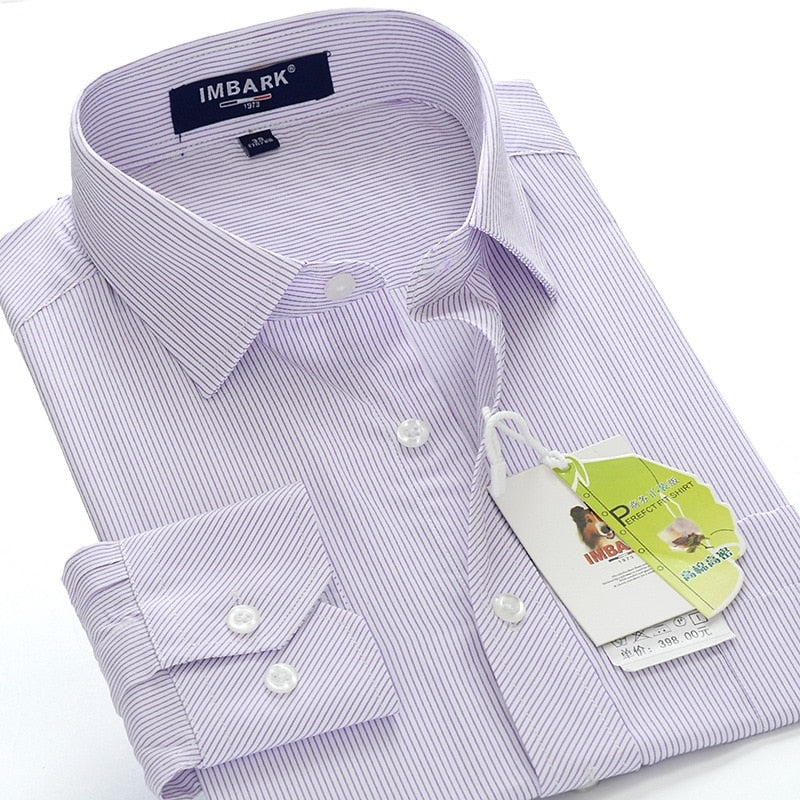 SHAN BAO klassisches gestreiftes Herren Business Casual Langarmhemd Marke Kleidung Gentleman elegantes Hochzeitsfest loses Hemd