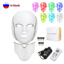 LED Facial Mask 7 Colors Light Phototherapy Face Mask with Neck Anti Acne Whitening Red Light Therapy Mask Skin Beauty Treatment