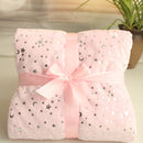 2 capas de punto de felpa Coral polar bronceado estrellas doradas Luna azul estrellado niño edredón niña bebé manta cuna infantil ropa de cama