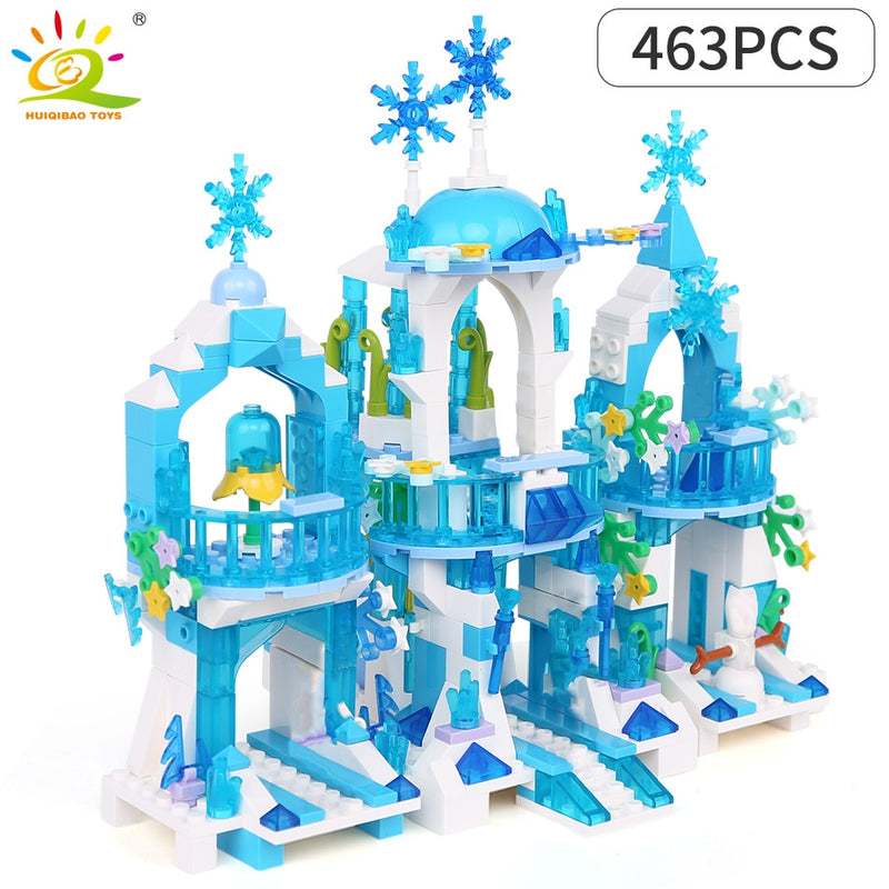 HUIQIBAO amigos Castillo de hielo princesa reina bloques de construcción conjunto de ladrillos modulares para niñas casa Palacio niños juguetes de construcción