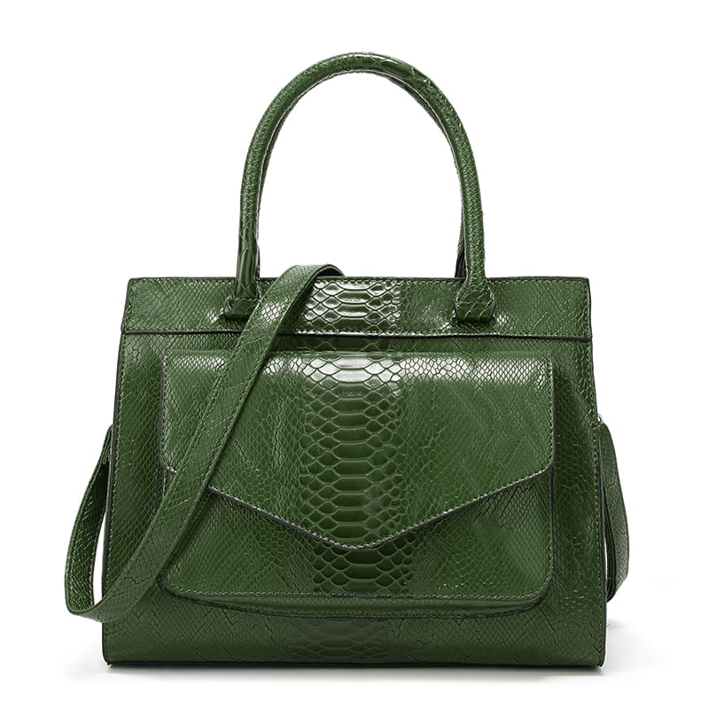 Neue Mode-Frauen-Tasche Luxe cuir Serpentine Damen-Lederhandtaschen mit Beutel Damen Trunk Tote Bolsos Damen-Umhängetasche