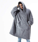 Oversized Hoodie Blanket With Sleeves Sweatshirt Plaid Winter Fleece Hoody Women Pocket Female Hooded Sweat Oversize Femme