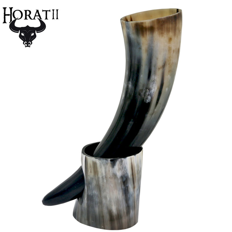 Handicrafts Home Real Viking Drinking Horn Mug with Stand Cups Ale Beer Wine Goblet Chalice Tankard Beaker Vessels