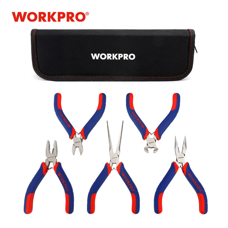 WORKPRO 5/7PC Mini Set Mini alicates Basics Alicates Herramientas Set Alicates diagonales Cortador DIY Juego de alicates con bolsa