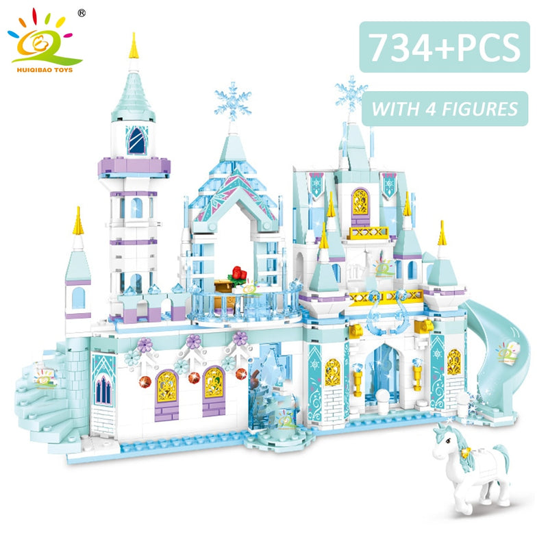 HUIQIBAO amigos Castillo de hielo princesa reina bloques de construcción conjunto de ladrillos modulares para niñas casa Palacio niños juguetes de construcción