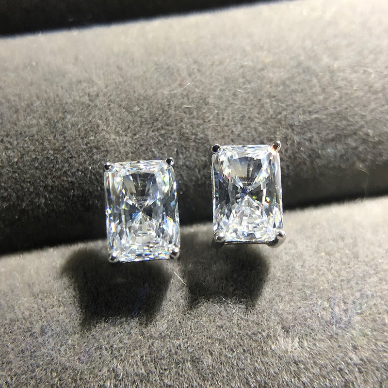 PANSYSEN Ohrstecker aus 100 % 925er Sterlingsilber, simulierter Moissanite-Diamant, 2 Karat, für Damen, Hochzeit, Verlobung, feiner Schmuck, Geschenk