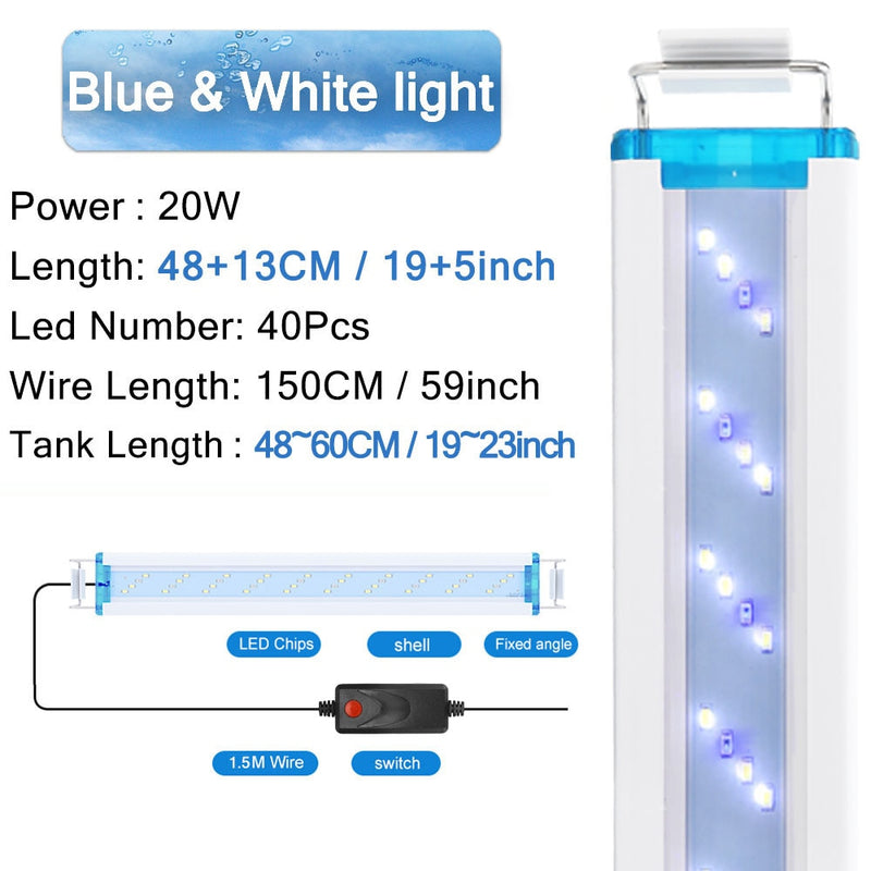 18-75CM Super Slim LEDs Acuario Iluminación Planta acuática Luz Extensible Impermeable Clip en lámpara para pecera 90-260V