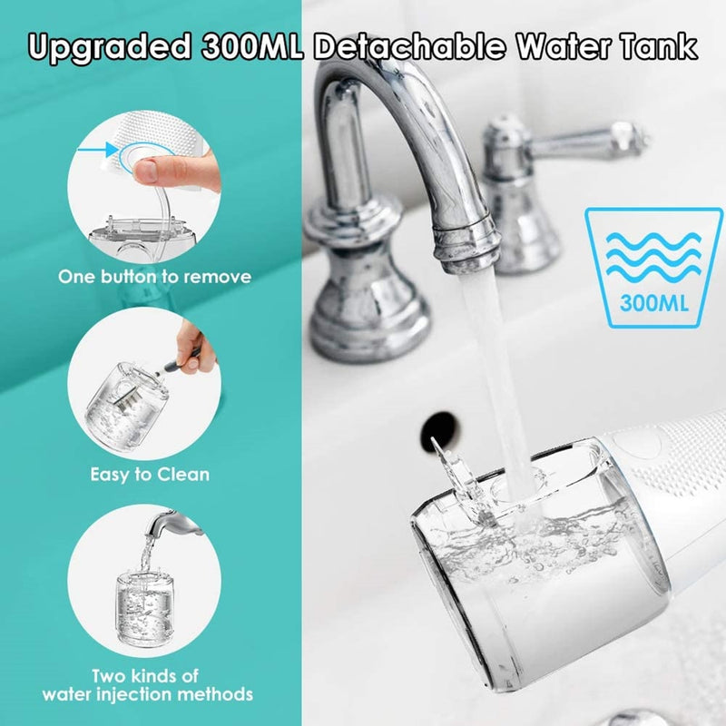 Oral Irrigator Portable IPX7 Waterproof Dental Water Flosser Jet USB Cordless Irrigator Dental Water Floss Tips Teeth Cleaner