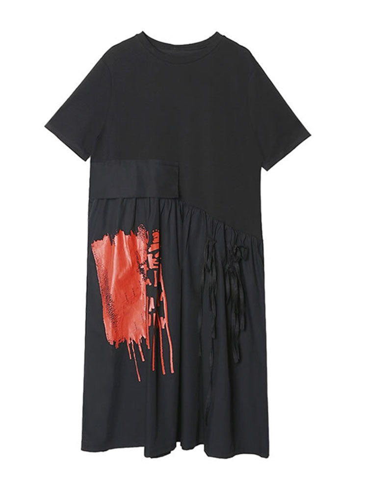 XITAO  Dress Fashion New High Waist Elegant 2020 Summer Pullover Patchwork Hit Color Goddess Fan Casual Dress GCC3514