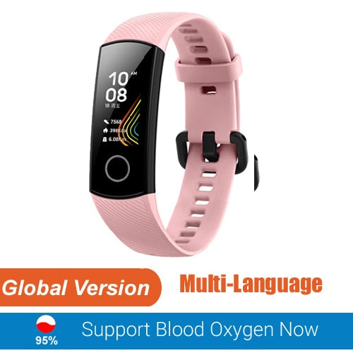 HONOR Band 5 Herzfrequenz-Blutsauerstoffmonitor Schwimmen 50 Uhr Wasserdichtes Fitnessband 0,97 Zoll AMOLED-Bildschirm Smart Watch-Armband