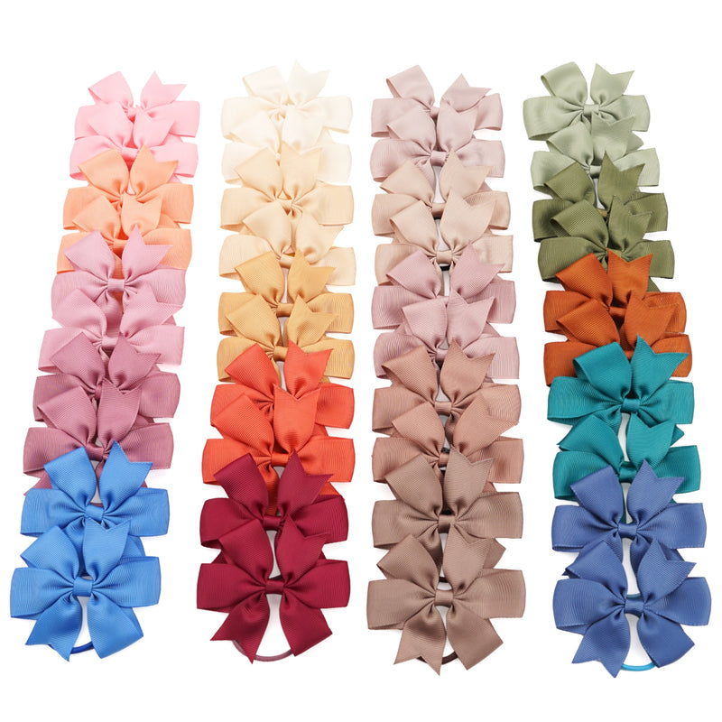 40Pcs (20Pairs) Baby Girl Grosgrain Ribbon Hair Bows Ponytail Holder Boutique Hair Bows Elastic Tie for Teens and Young Women